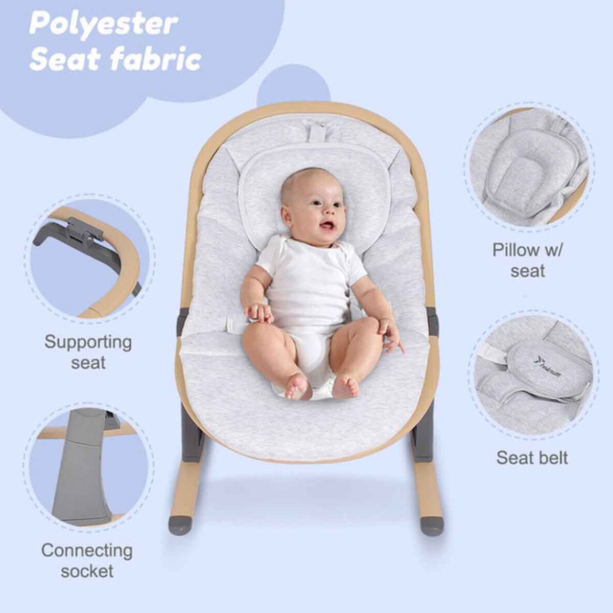 Teknum Ivory 3-Stage Baby Bouncer/Recliner Seat with Mosquito Net