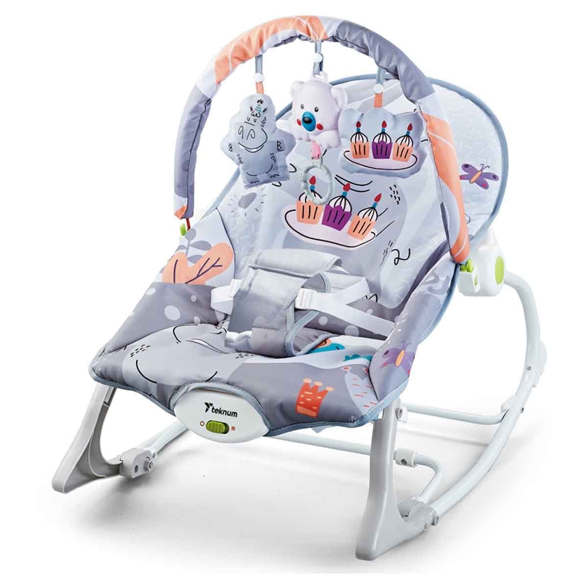 Teknum 3-in-1 Party Grey Rocker with Soothing Music Toddler, 0-2 Years