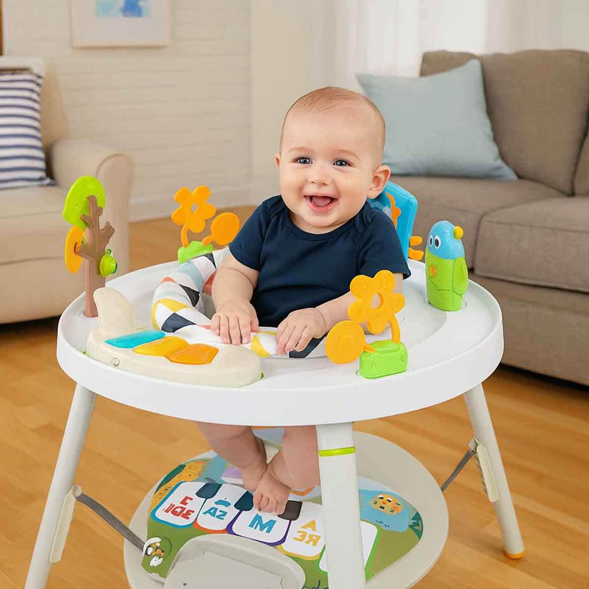 Teknum 4 -in-1 White Activity Jumper Feeding Chair Toddler, 0-2 Years