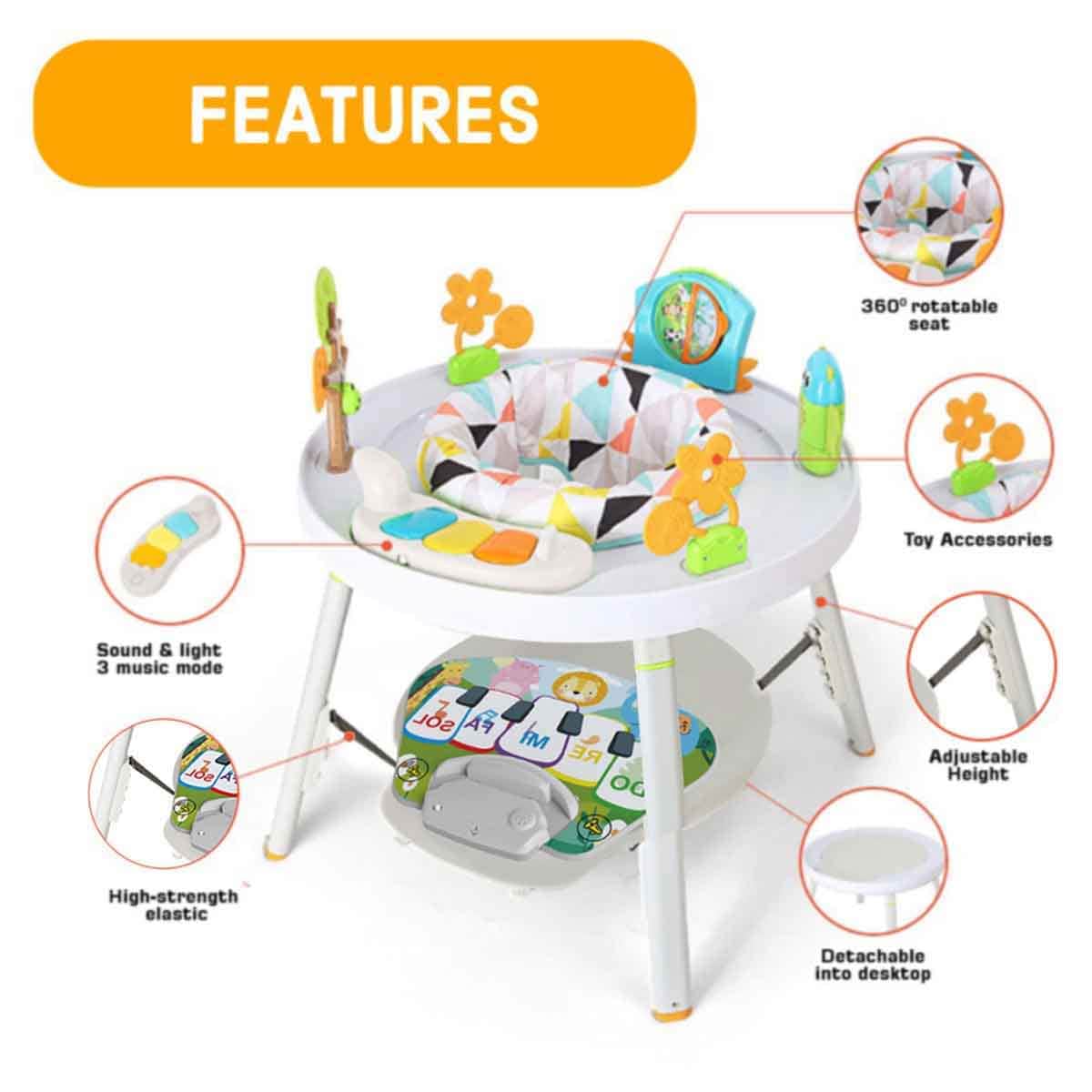 Teknum 4 -in-1 White Activity Jumper Feeding Chair Toddler, 0-2 Years