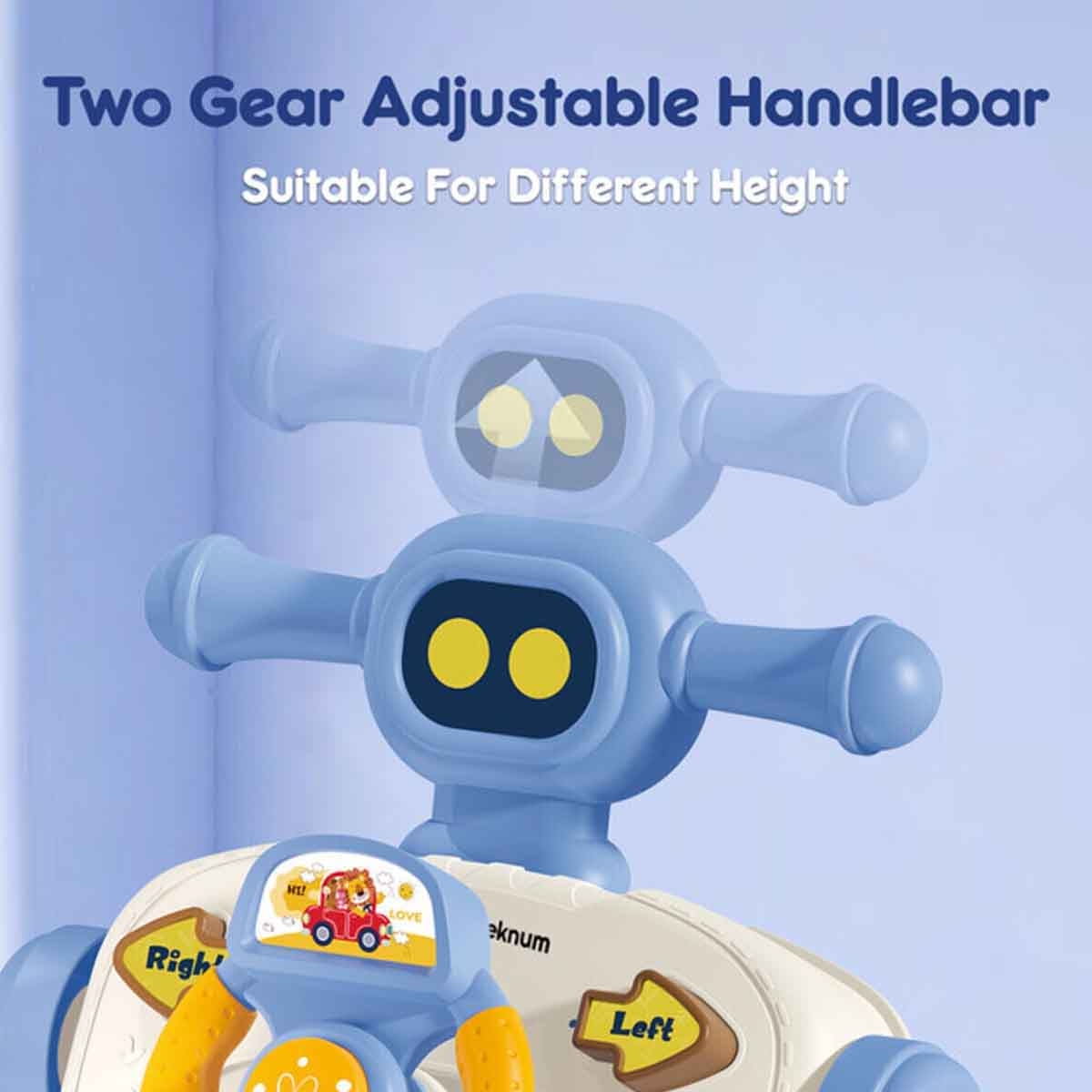 تيكنوم مشاية أطفال 5 في 1 باللون الأزرق مع لوحة مفاتيح موسيقية للأطفال 0-2 سنوات