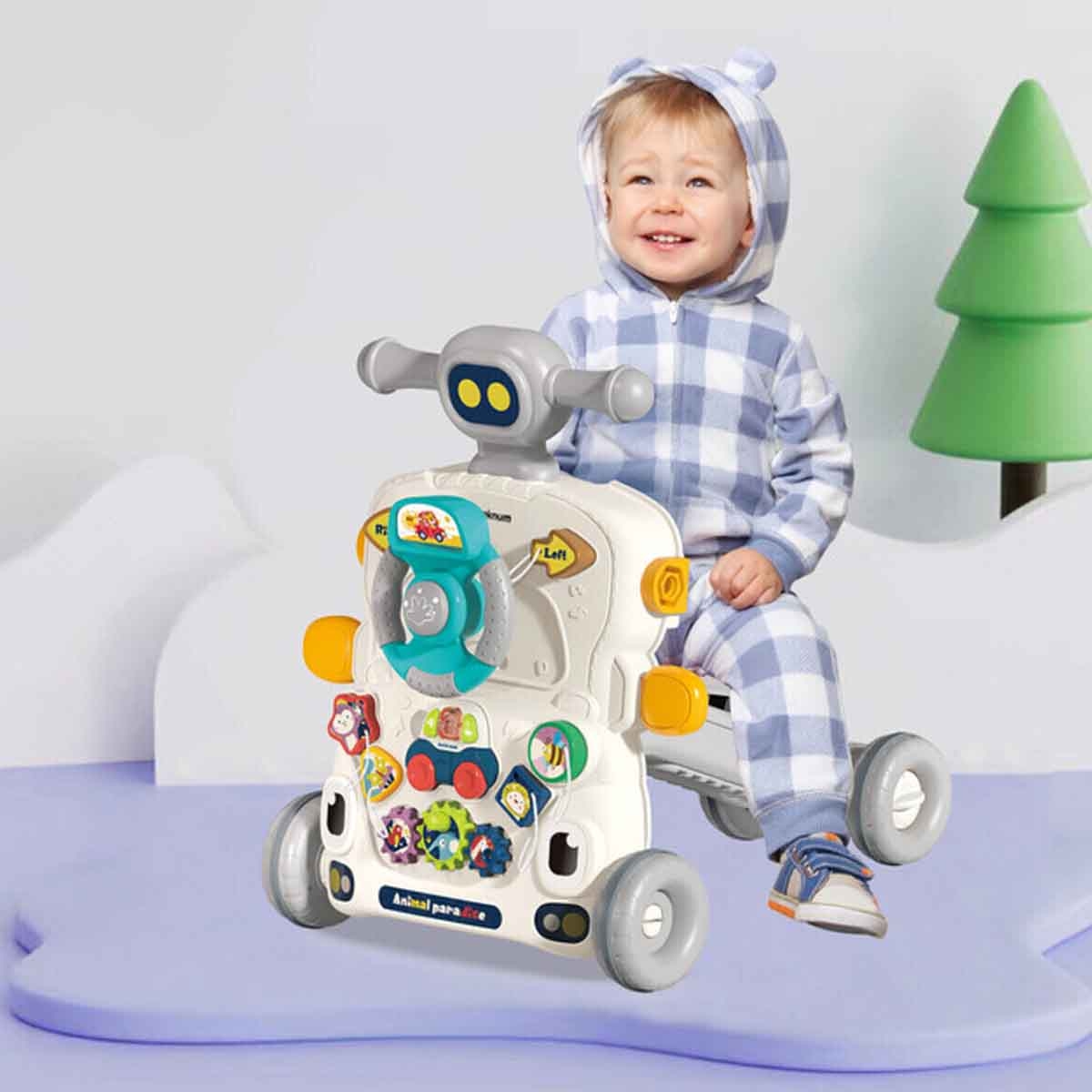 Teknum 5 -in-1 Grey Baby Walker with Musical keyboard Toddler, 0-2 Years