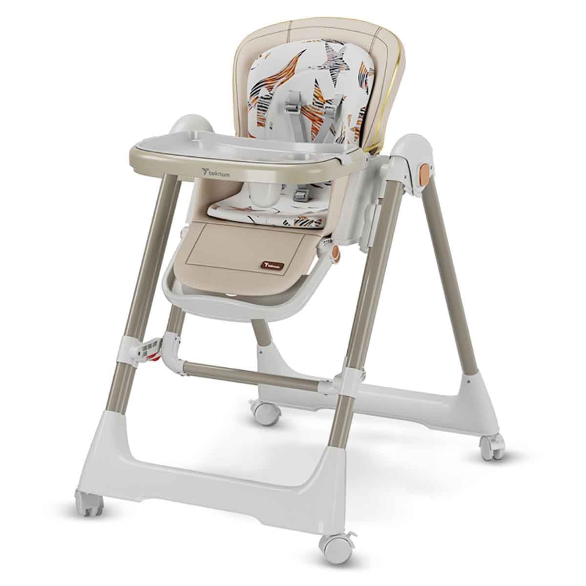Teknum 5-in-1 Ivory Swing with High Chair with Lockable Wheels
