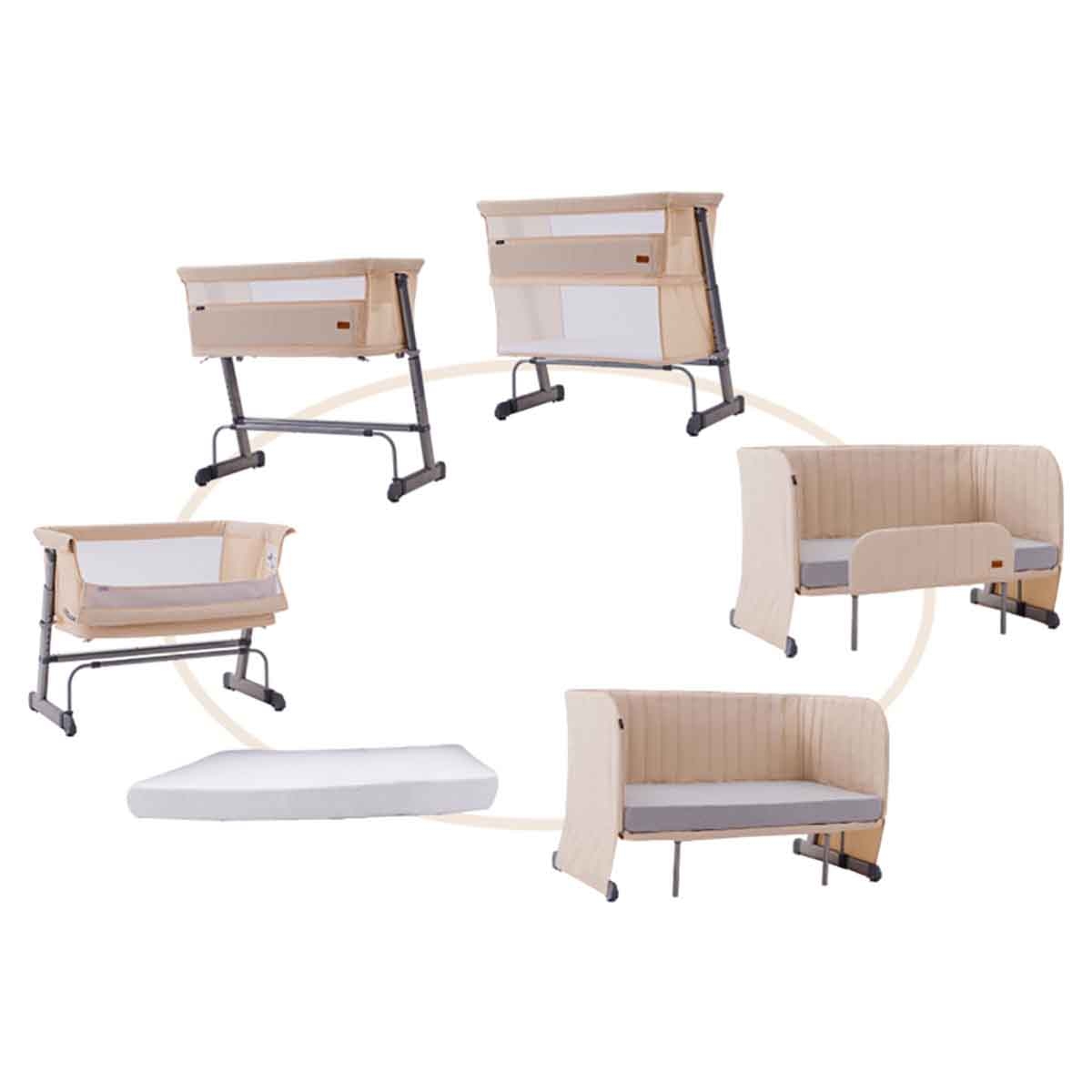 Teknum Ivory Bedside Crib Cot & Sofa Expansion Pack Toddler, 0-2 Years