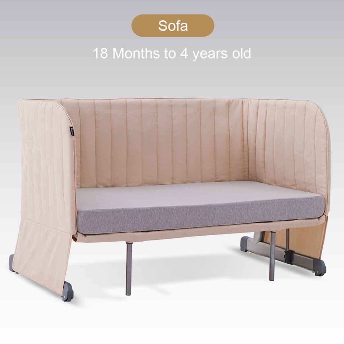 Teknum Ivory Bedside Crib Cot & Sofa Expansion Pack Toddler, 0-2 Years