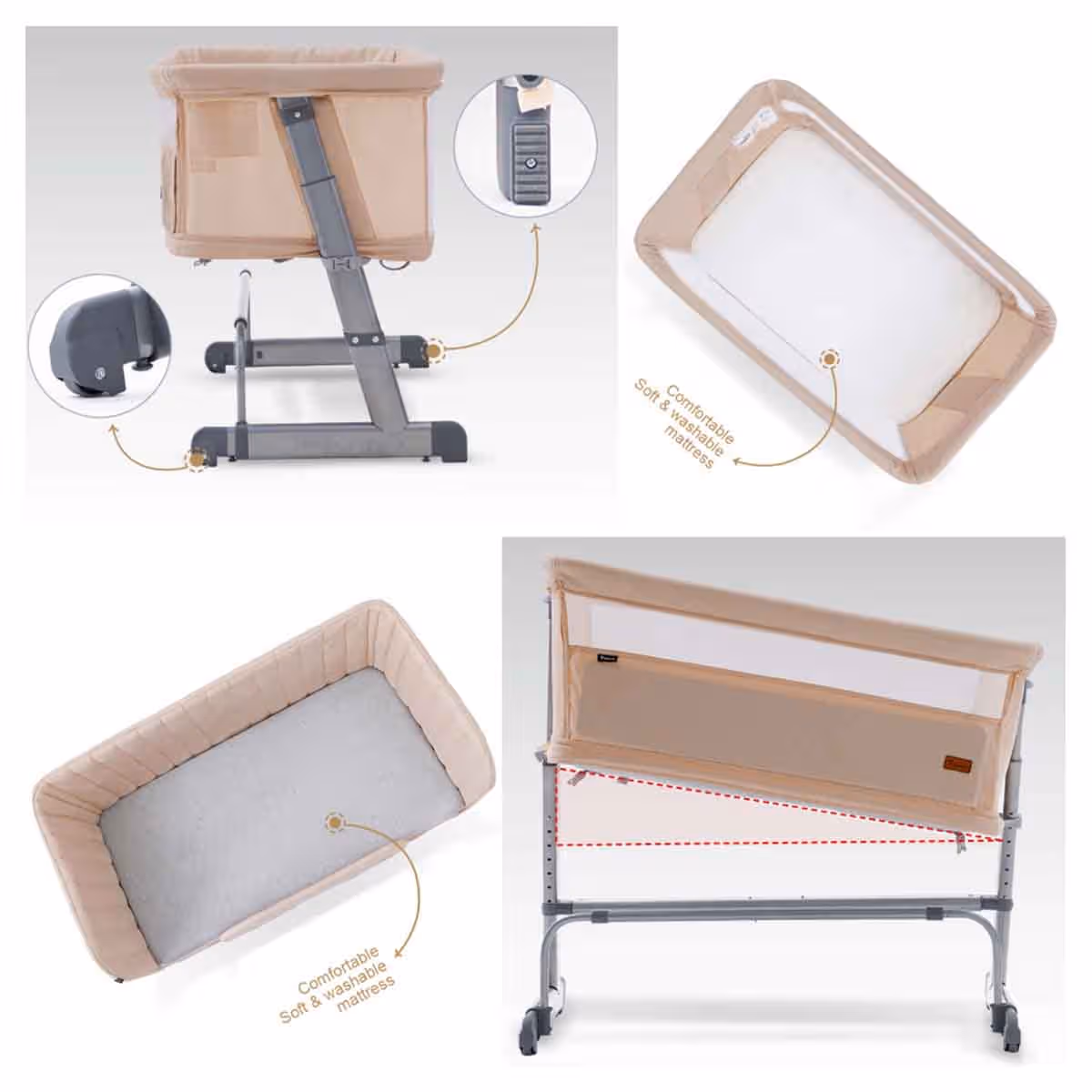 Teknum Ivory Bedside Crib Cot & Sofa Expansion Pack Toddler, 0-2 Years