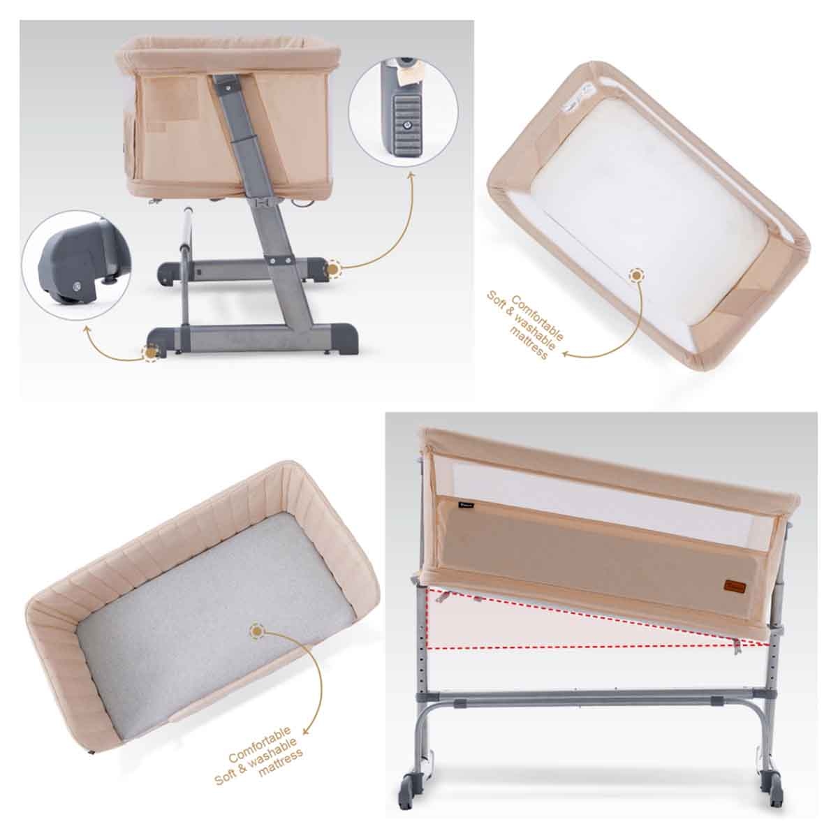 Teknum Ivory Bedside Crib Cot & Sofa Expansion Pack Toddler, 0-2 Years