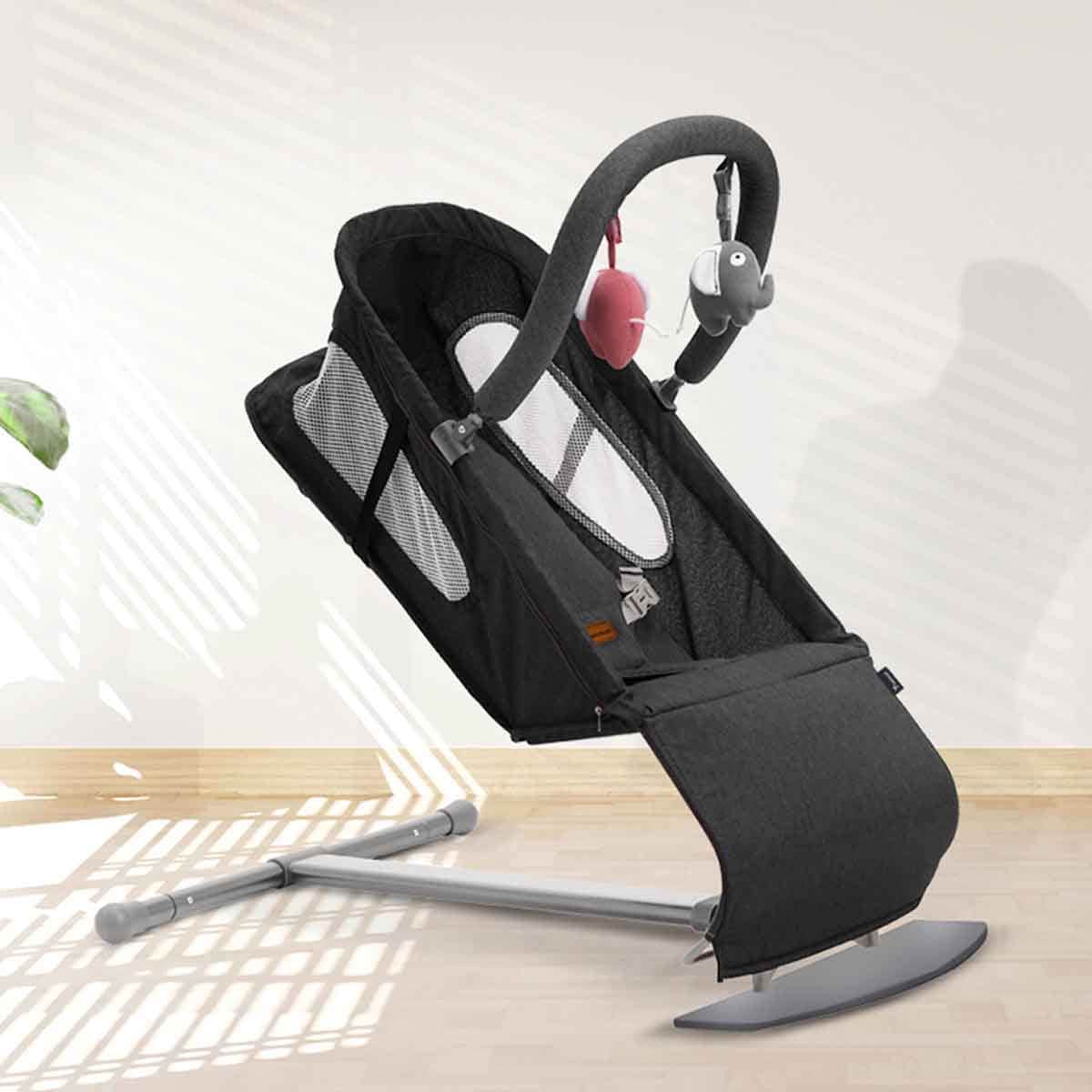 Teknum Black Baby Bouncer with Grab Toys