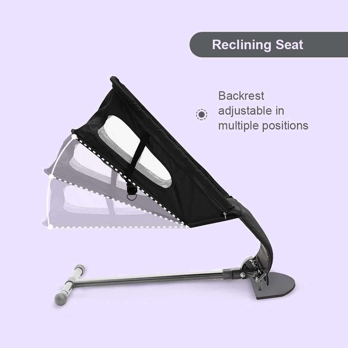 تيكنوم كرسي هزاز للأطفال باللون الأسود مع ألعاب