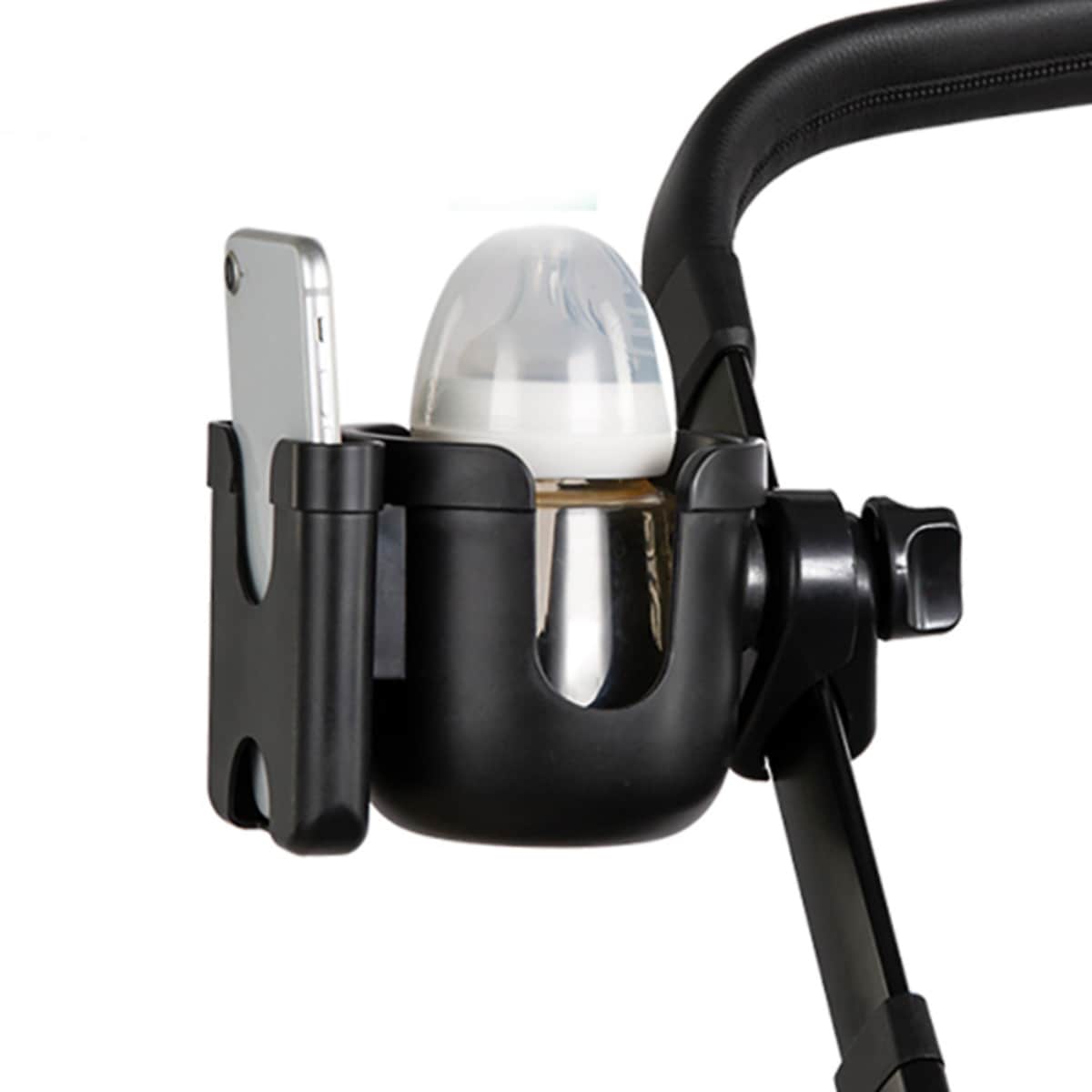Teknum Black 2-in-1 Universal Stroller Cup & Phone Holder Toddler, 0-2 Years