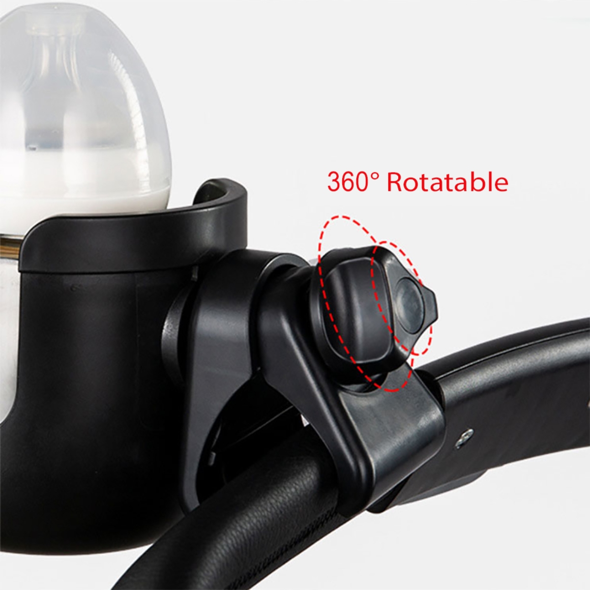 تيكنوم حامل أكواب وهاتف عالمي 2 في 1 لعربة الأطفال باللون الأسود للأطفال من عمر 0 إلى 2 سنة