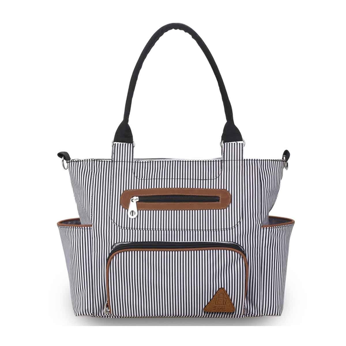 تيكنوم عربة أطفال 3 في 1 سوداء مع مجموعة حقيبة حفاضات للأطفال، 0-2 سنة