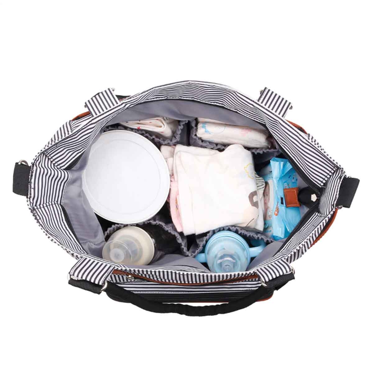 تيكنوم عربة أطفال 3 في 1 سوداء مع مجموعة حقيبة حفاضات للأطفال، 0-2 سنة