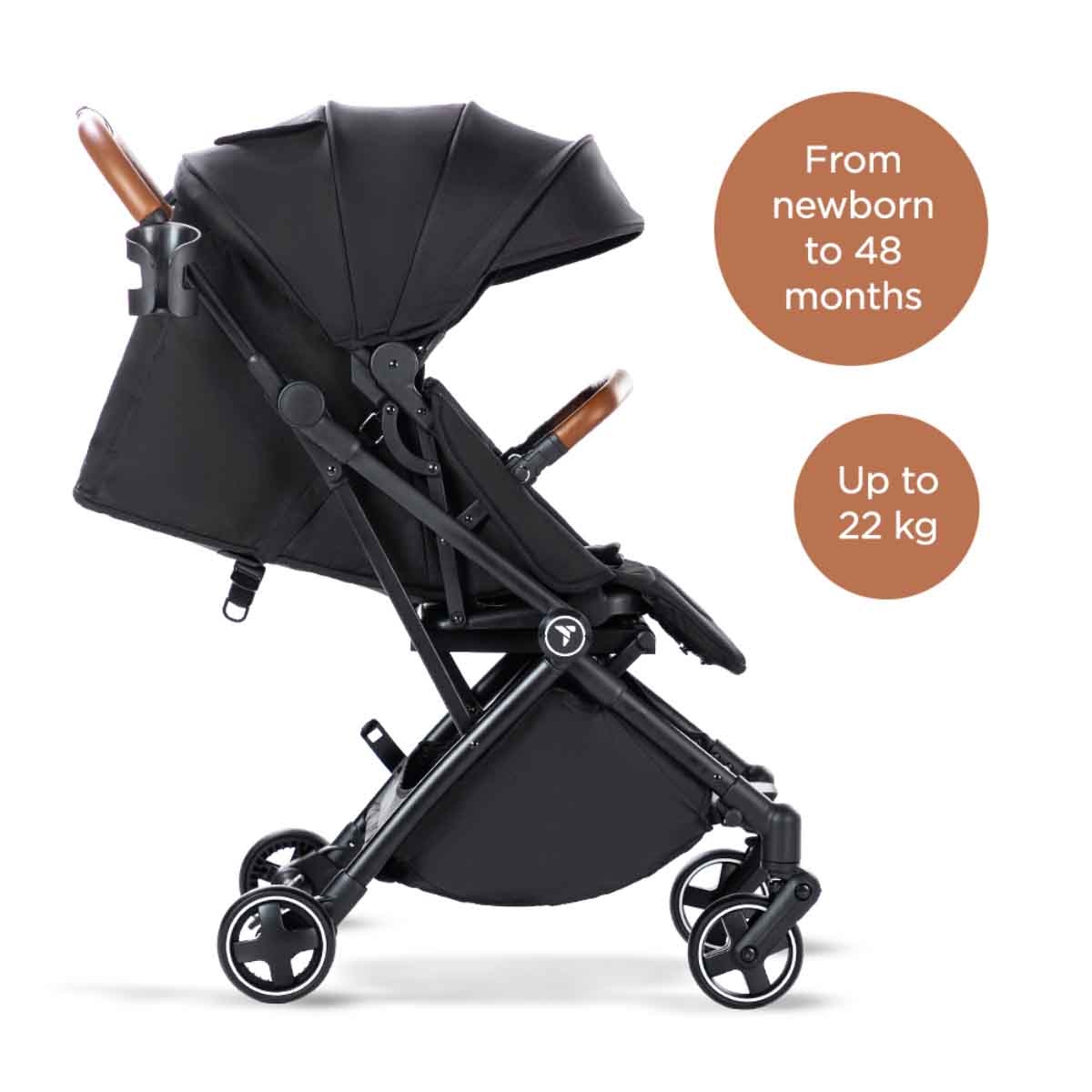 Teknum Black Compacto Auto Fold 360 Reversible Stroller Toddler, 0-2 Years