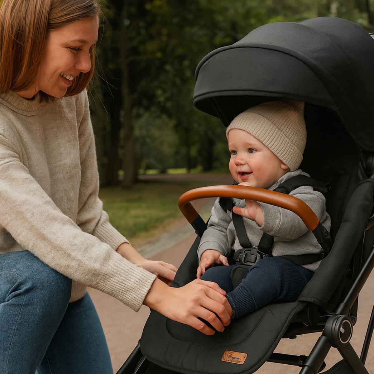 Teknum Black Compacto Auto Fold 360 Reversible Stroller Toddler, 0-2 Years