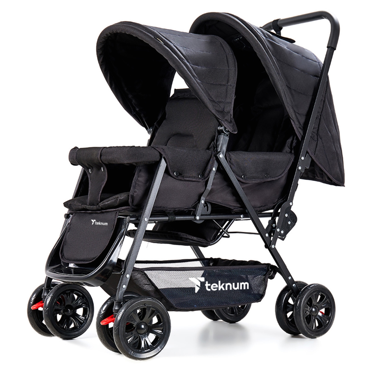 تيكنوم عربة أطفال مزدوجة سوداء للرضع، 0-2 سنة