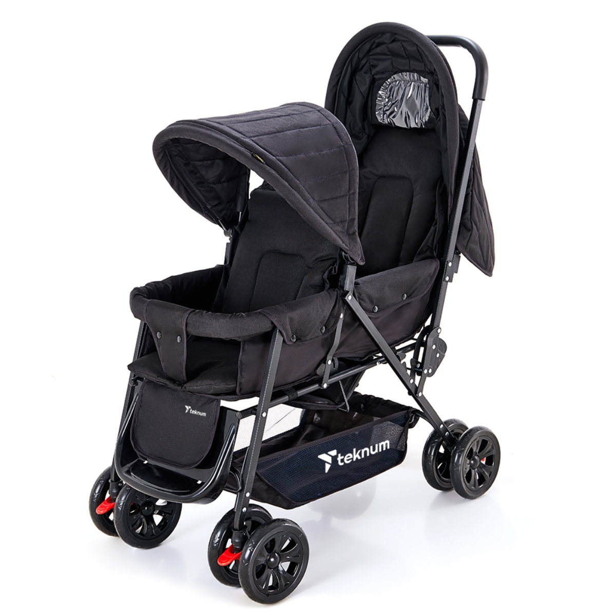 تيكنوم عربة أطفال مزدوجة سوداء للرضع، 0-2 سنة