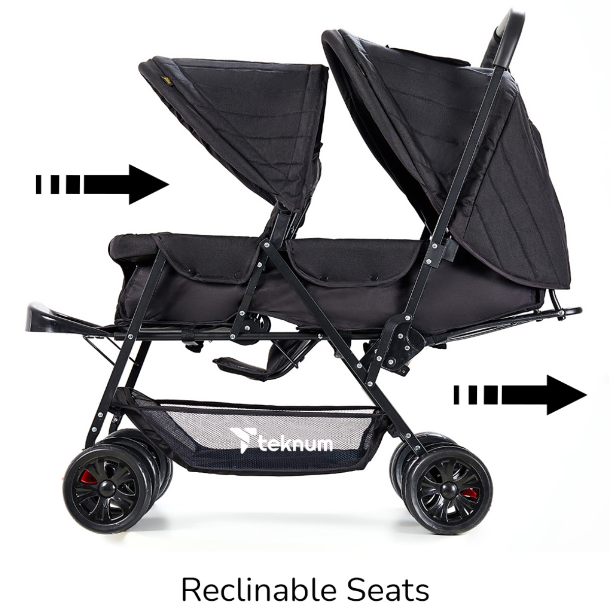 Teknum Black Double Baby Stroller Toddler, 0-2 Years