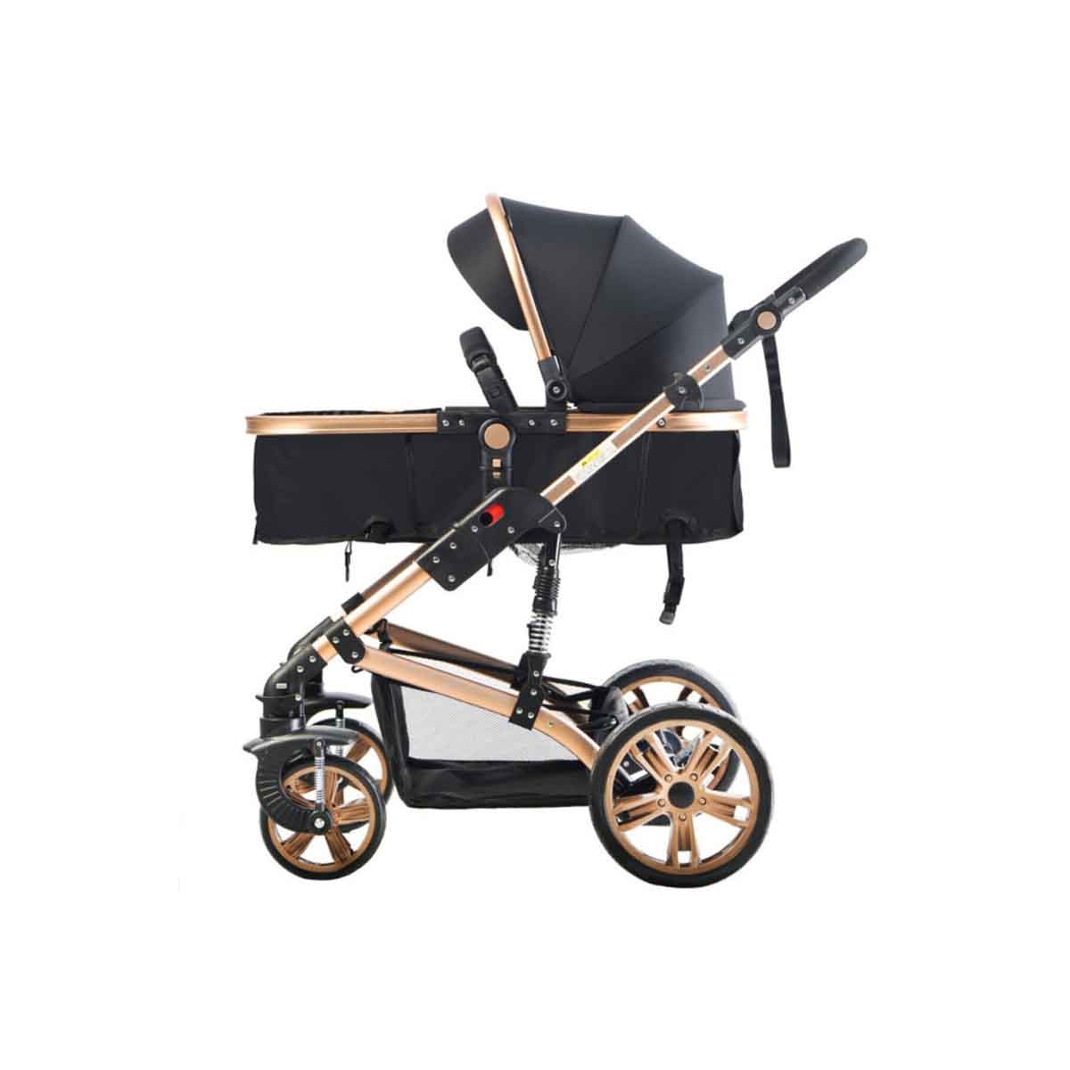 Teknum Black Extra Wide Seat 3-in-1 Pram Stroller Toddler, 0-2 Years