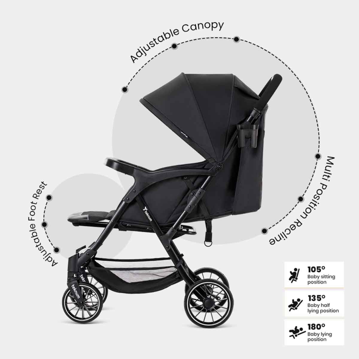 Teknum Black Flylite Stroller Toddler, 0-2 Years