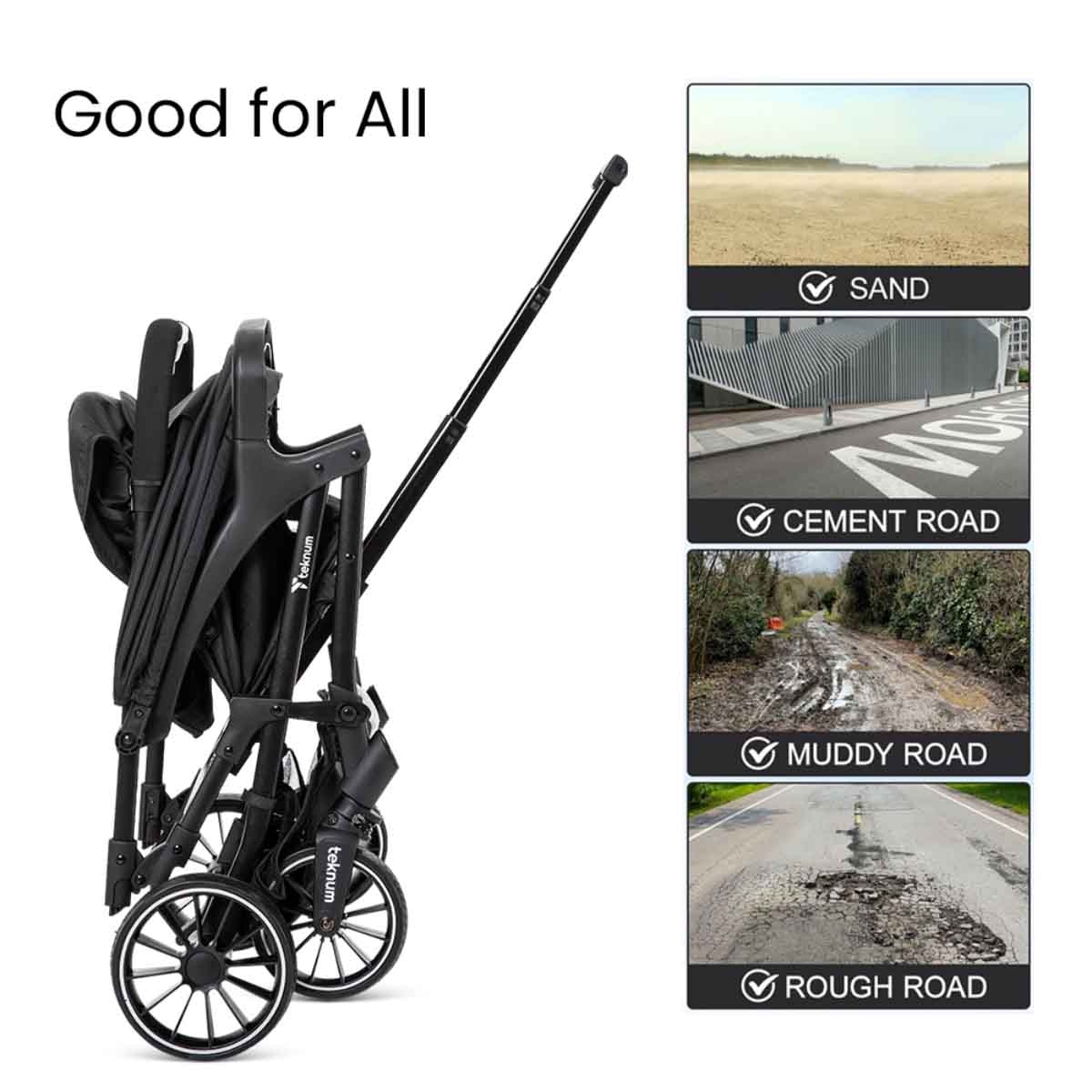 Teknum Black Flylite Stroller Toddler, 0-2 Years