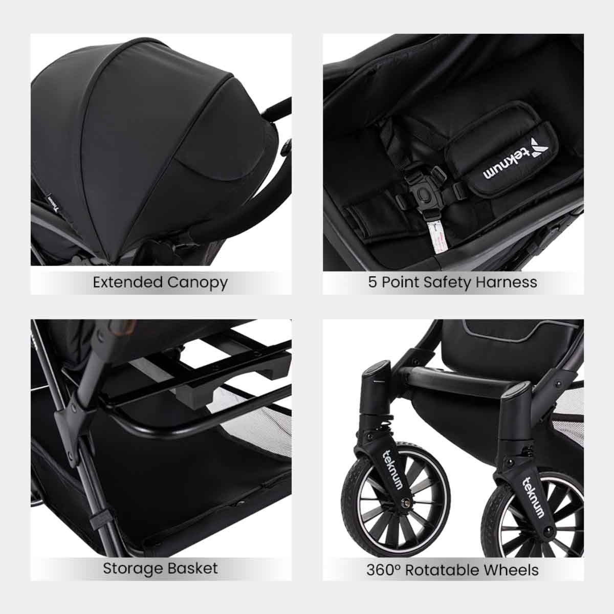 Teknum Black Flylite Stroller Toddler, 0-2 Years