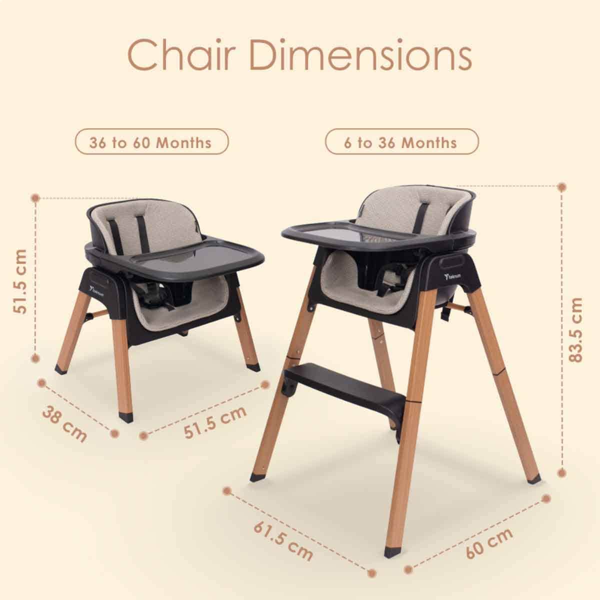 Teknum Black Luxuro High Chair Toddler, 0-2 Years