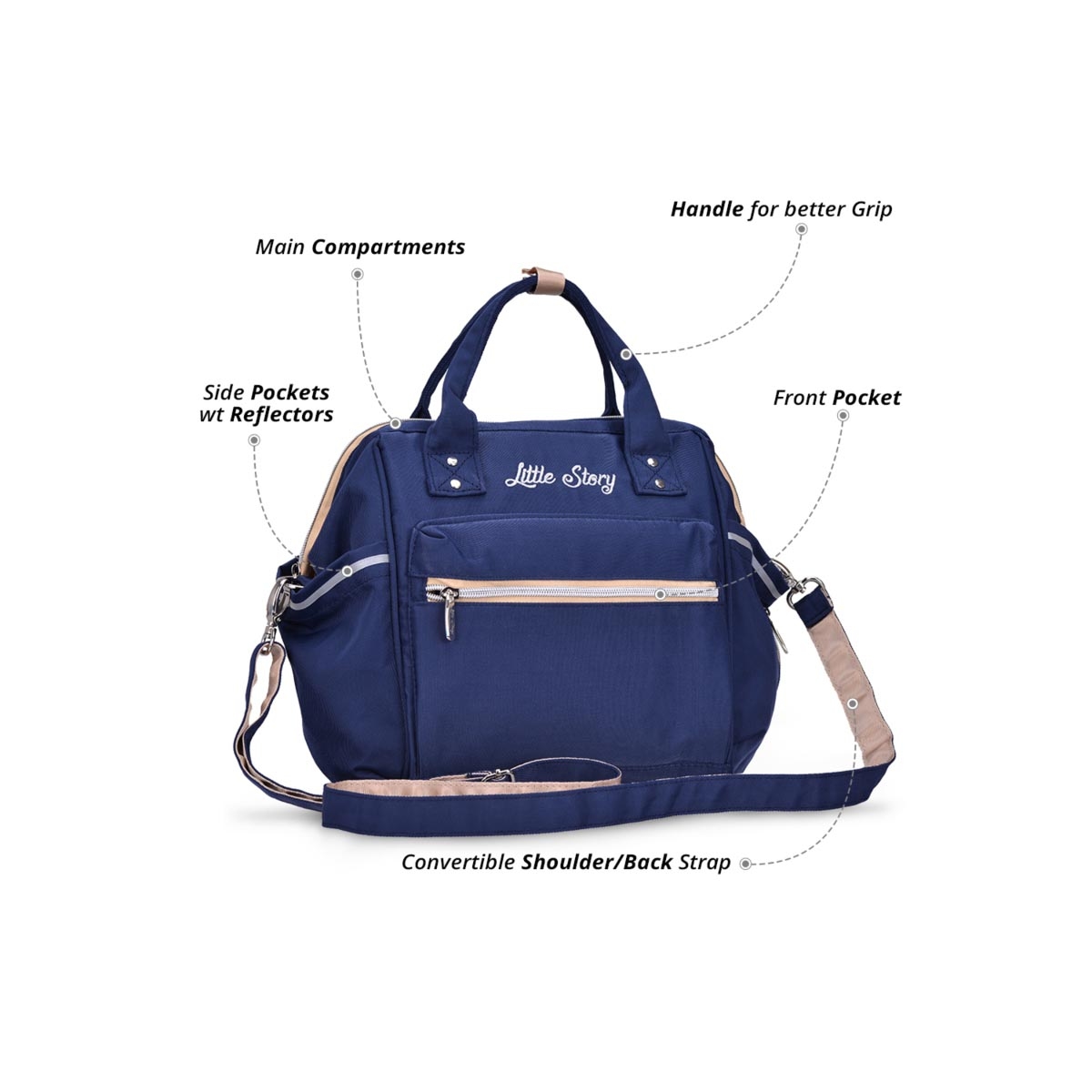 عربة أطفال تيكنوم سوداء قابلة للعكس مع حقيبة حفاضات زرقاء من إيس، للأطفال الصغار من عمر 0-2 سنوات