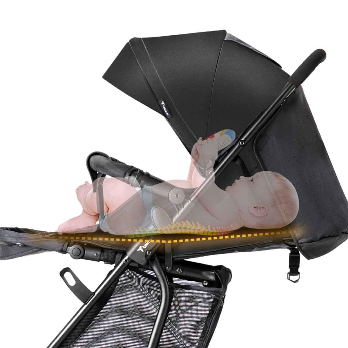 عربة أطفال هزازة سوداء من تيكنوم، للأطفال من عمر 0-2 سنوات