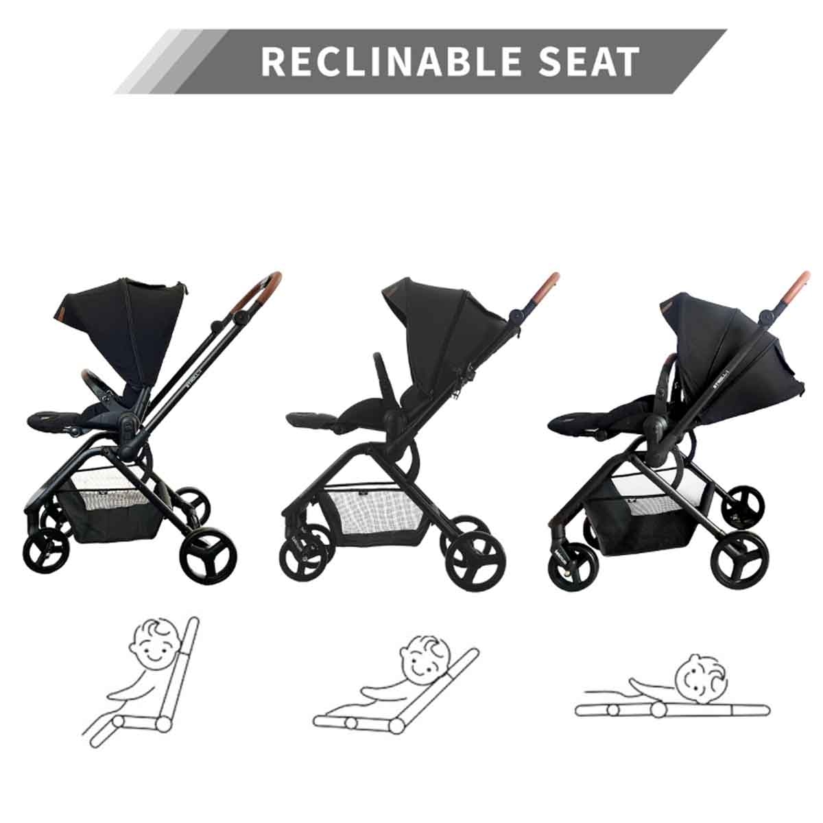 Teknum Black Stroll-1 Reversible Travel Stroller Toddler, 0-2 Years