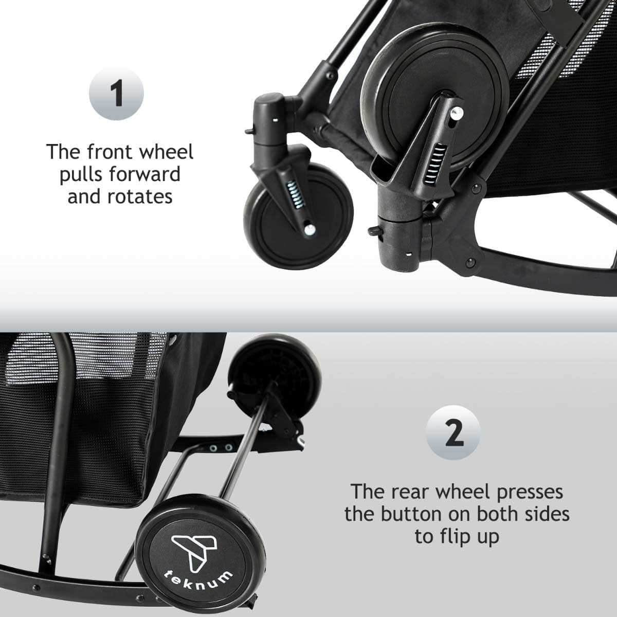 Teknum Black Stroller with Rocker & Orange Diaper Tote Bag Set