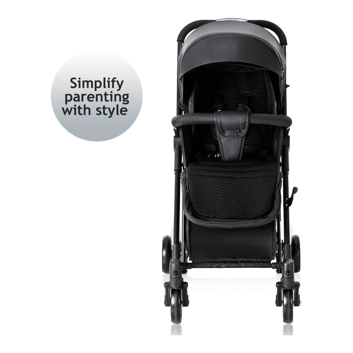 Teknum Black Stroller with Rocker & Orange Diaper Tote Bag Set