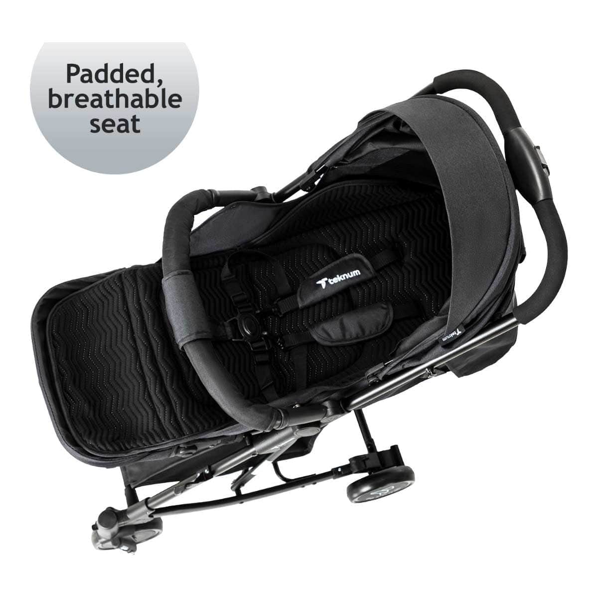 Teknum Black Stroller with Rocker & Orange Diaper Tote Bag Set