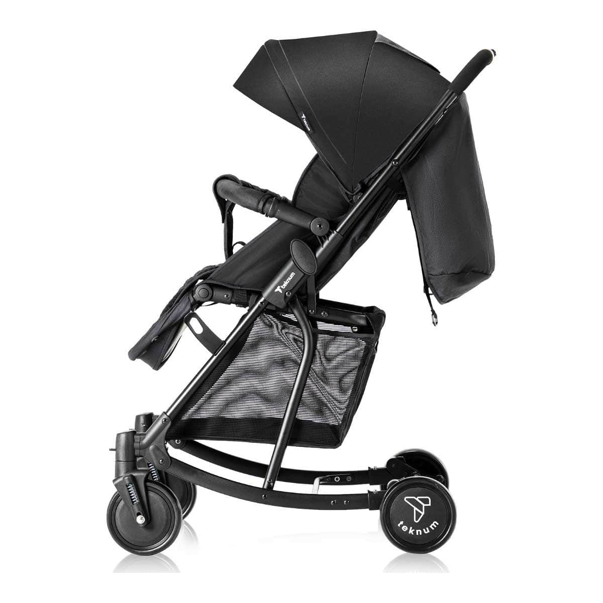 Teknum Black Stroller with Rocker & Orange Diaper Tote Bag Set