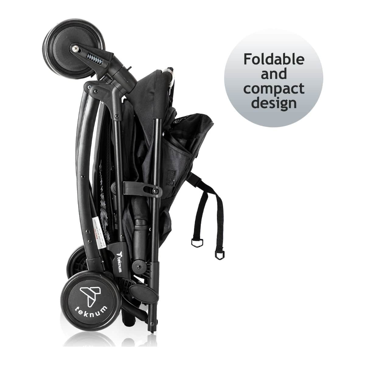 Teknum Black Stroller with Rocker & Orange Diaper Tote Bag Set
