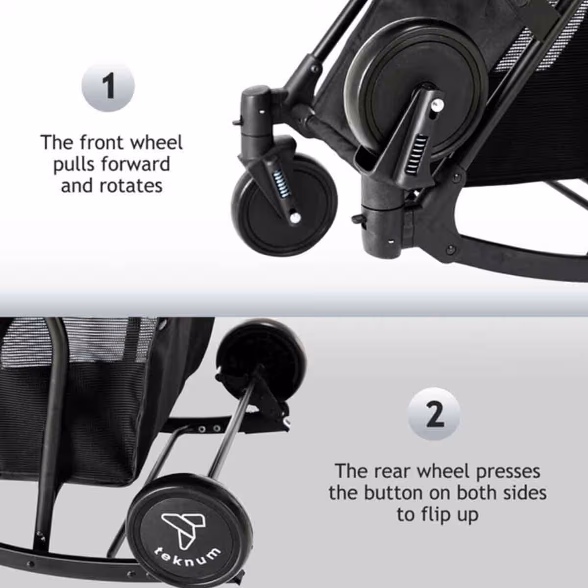Teknum Black Stroller with Rocker & Red Fashion Diaper Tote Bag Toddler, 0-2 Years