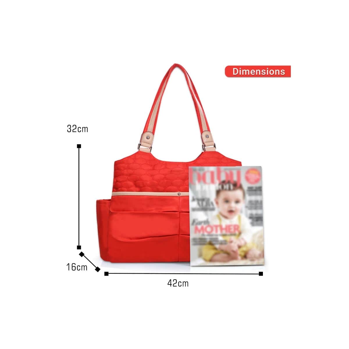 Teknum Black Stroller with Rocker & Red Fashion Diaper Tote Bag Toddler, 0-2 Years