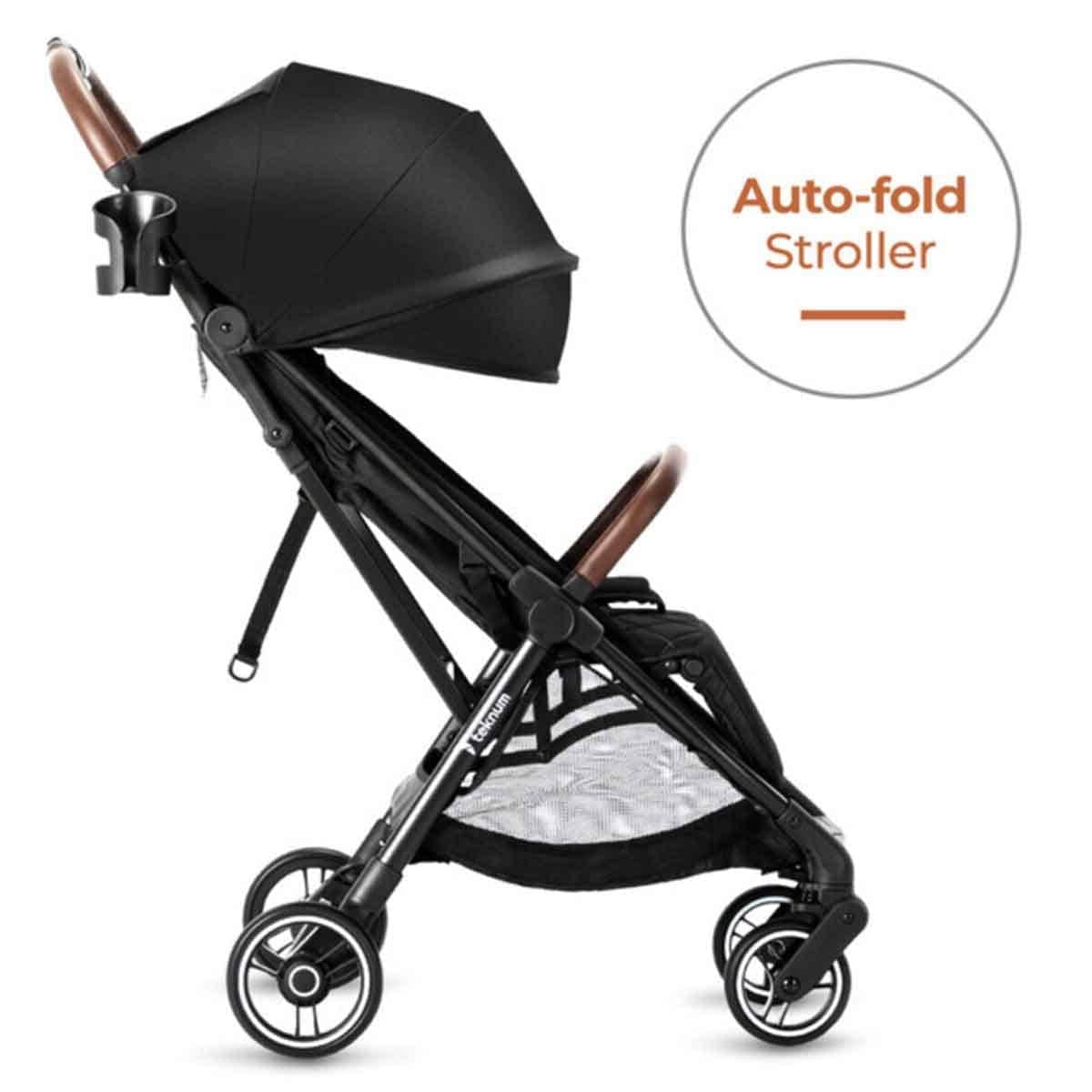 Teknum Black Travel Explorer 2 AutoFold Stroller Toddler, 0-2 Years
