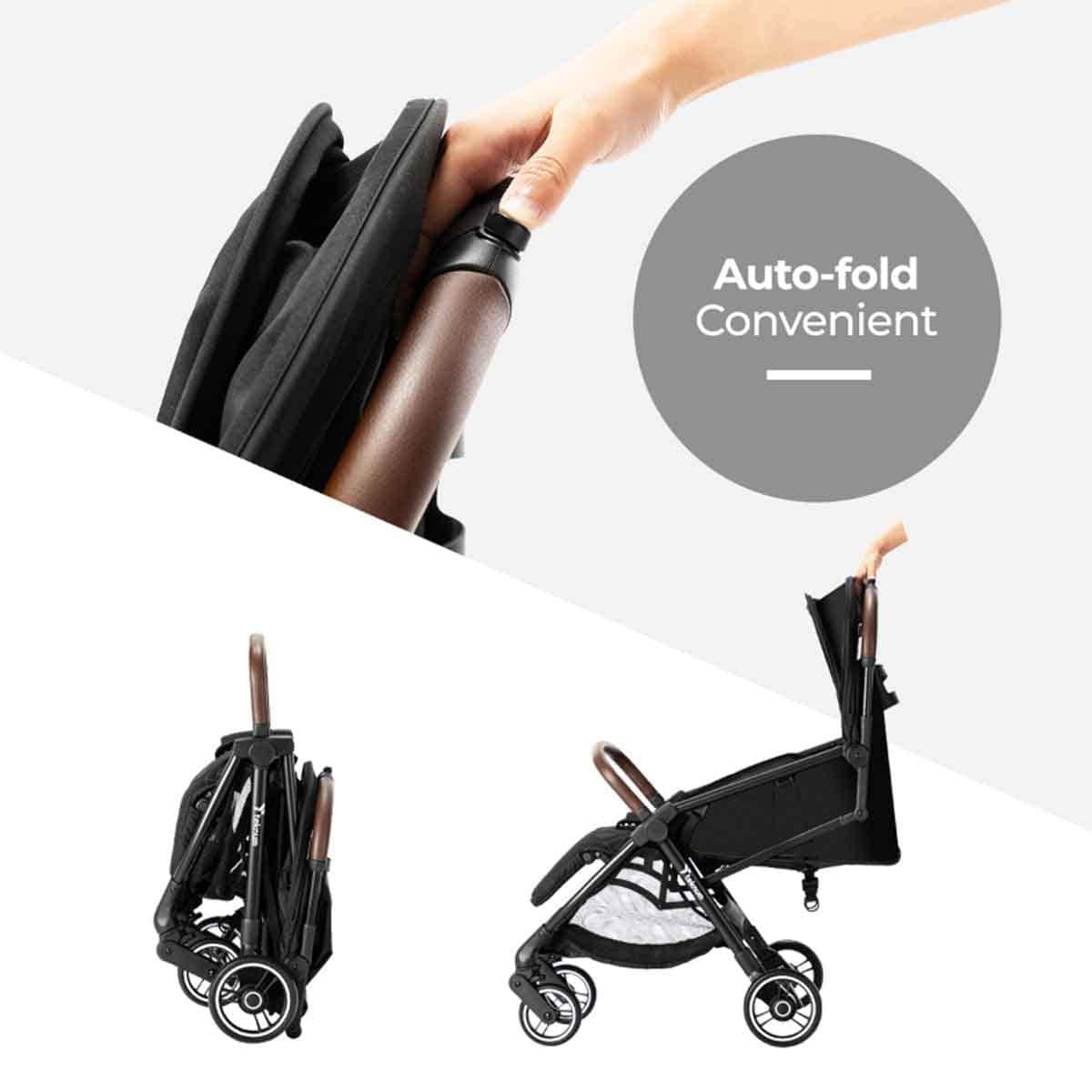 Teknum Black Travel Explorer 2 AutoFold Stroller Toddler, 0-2 Years