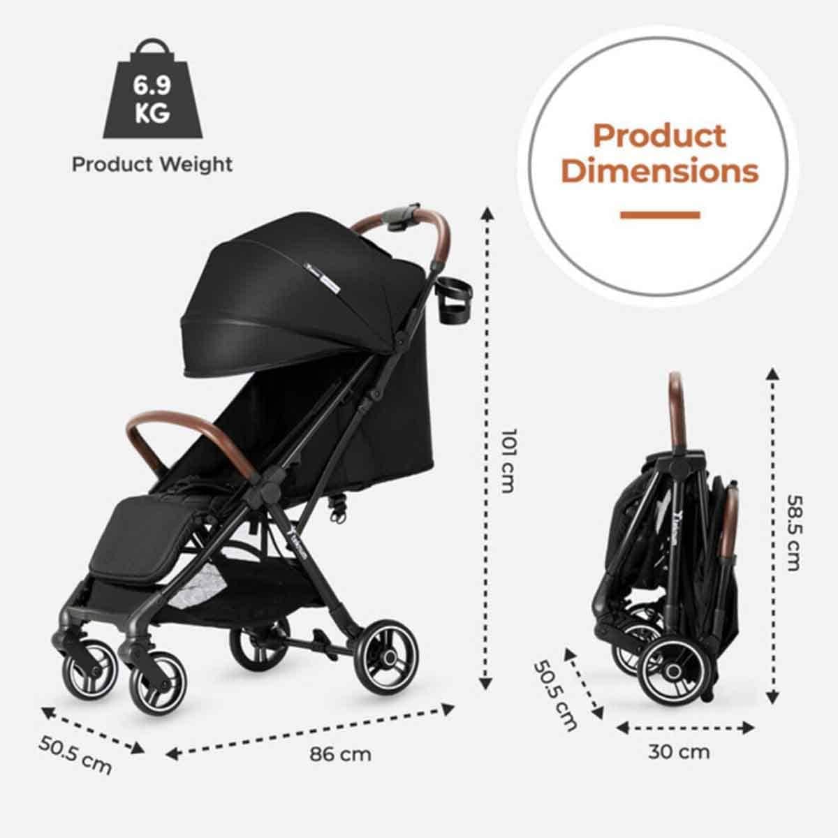 Teknum Black Travel Explorer 2 AutoFold Stroller Toddler, 0-2 Years