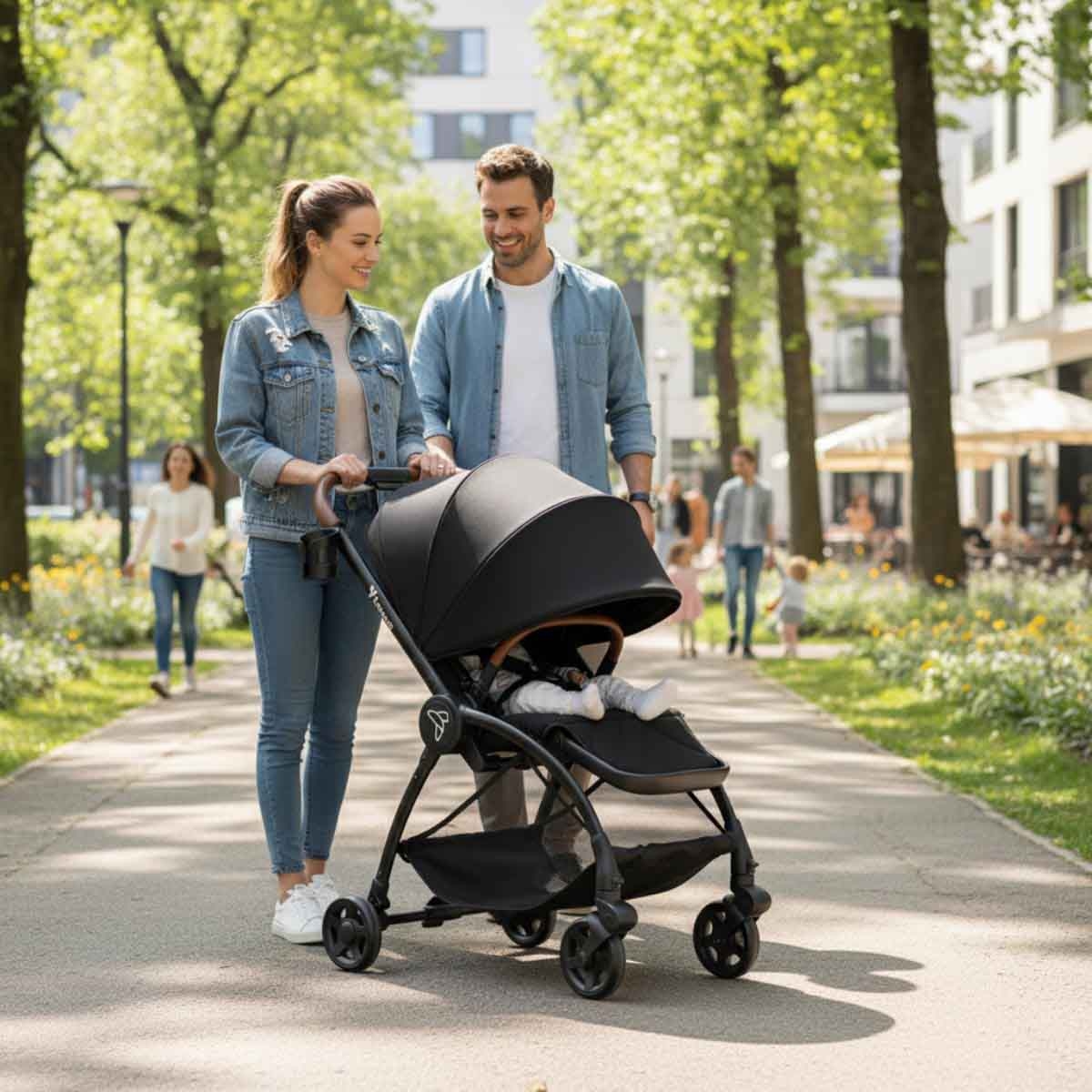 عربة أطفال تيكنوم السوداء للسفر سترول 2، للأطفال من عمر 0-2 سنوات