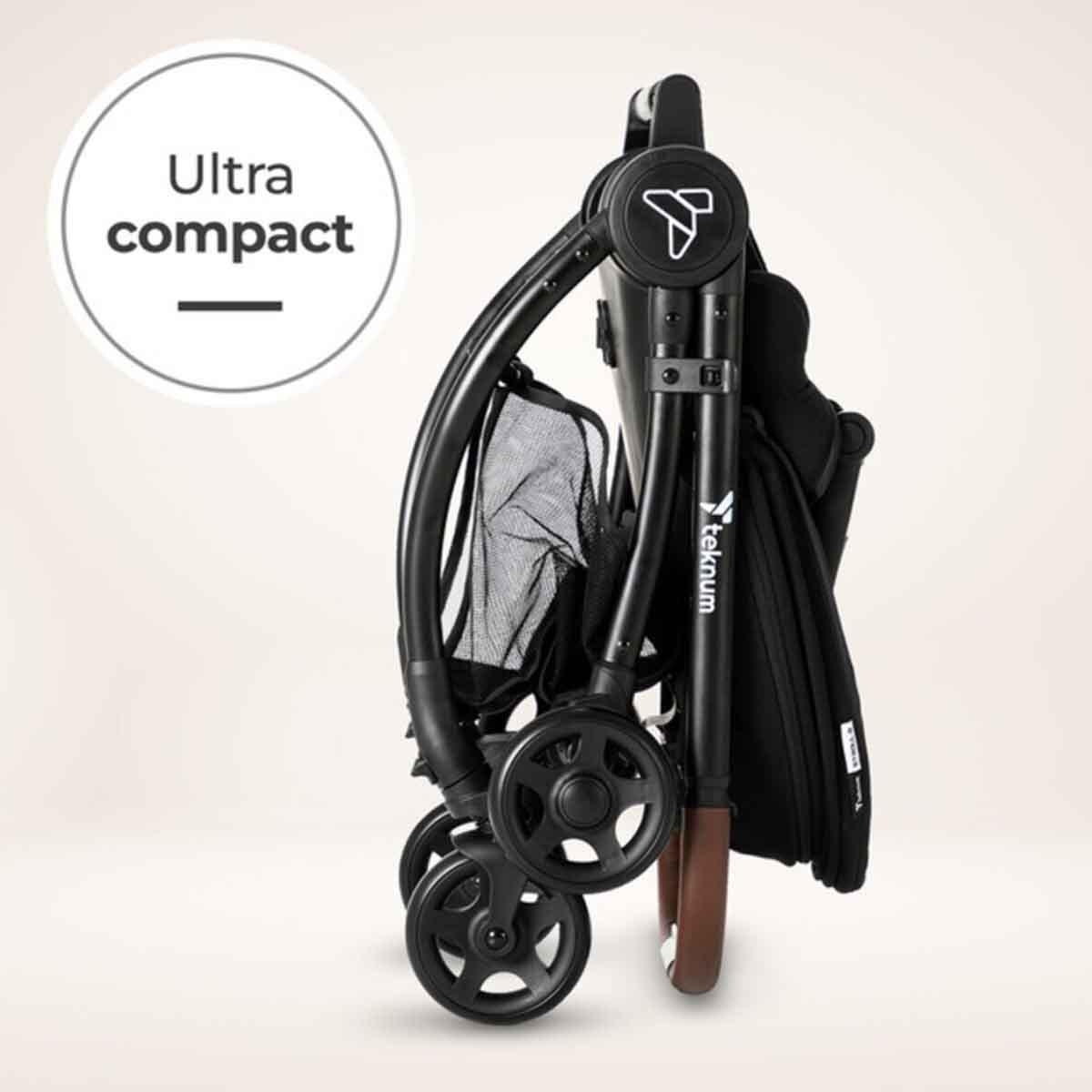 عربة أطفال تيكنوم السوداء للسفر سترول 2، للأطفال من عمر 0-2 سنوات