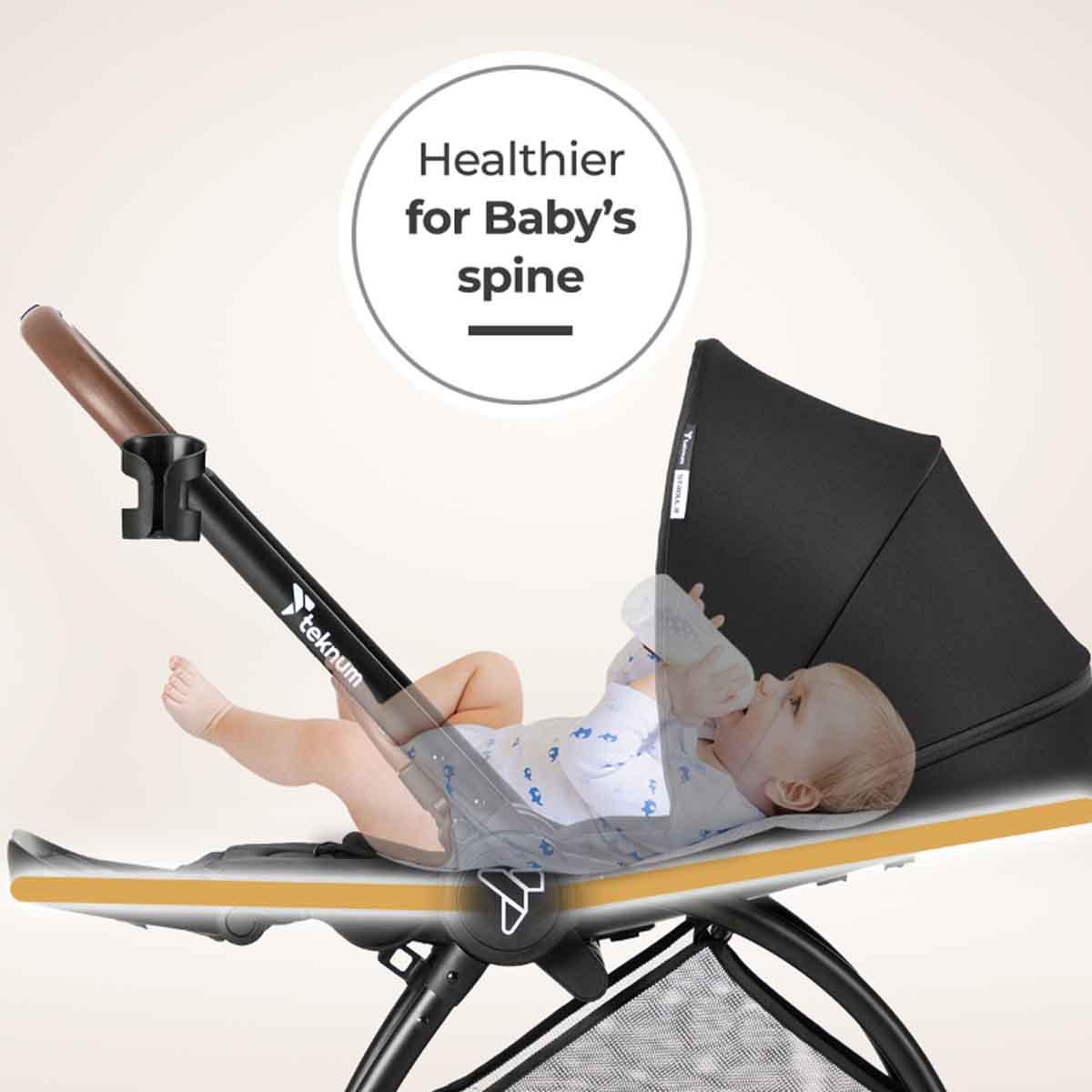 عربة أطفال تيكنوم السوداء للسفر سترول 2، للأطفال من عمر 0-2 سنوات