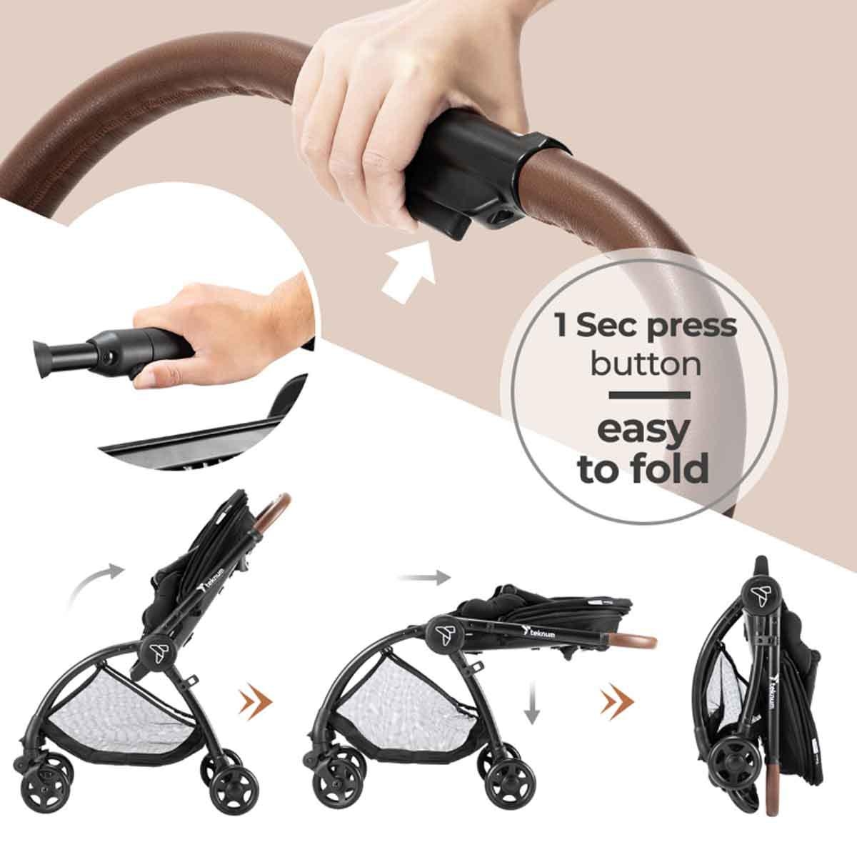 عربة أطفال تيكنوم السوداء للسفر سترول 2، للأطفال من عمر 0-2 سنوات