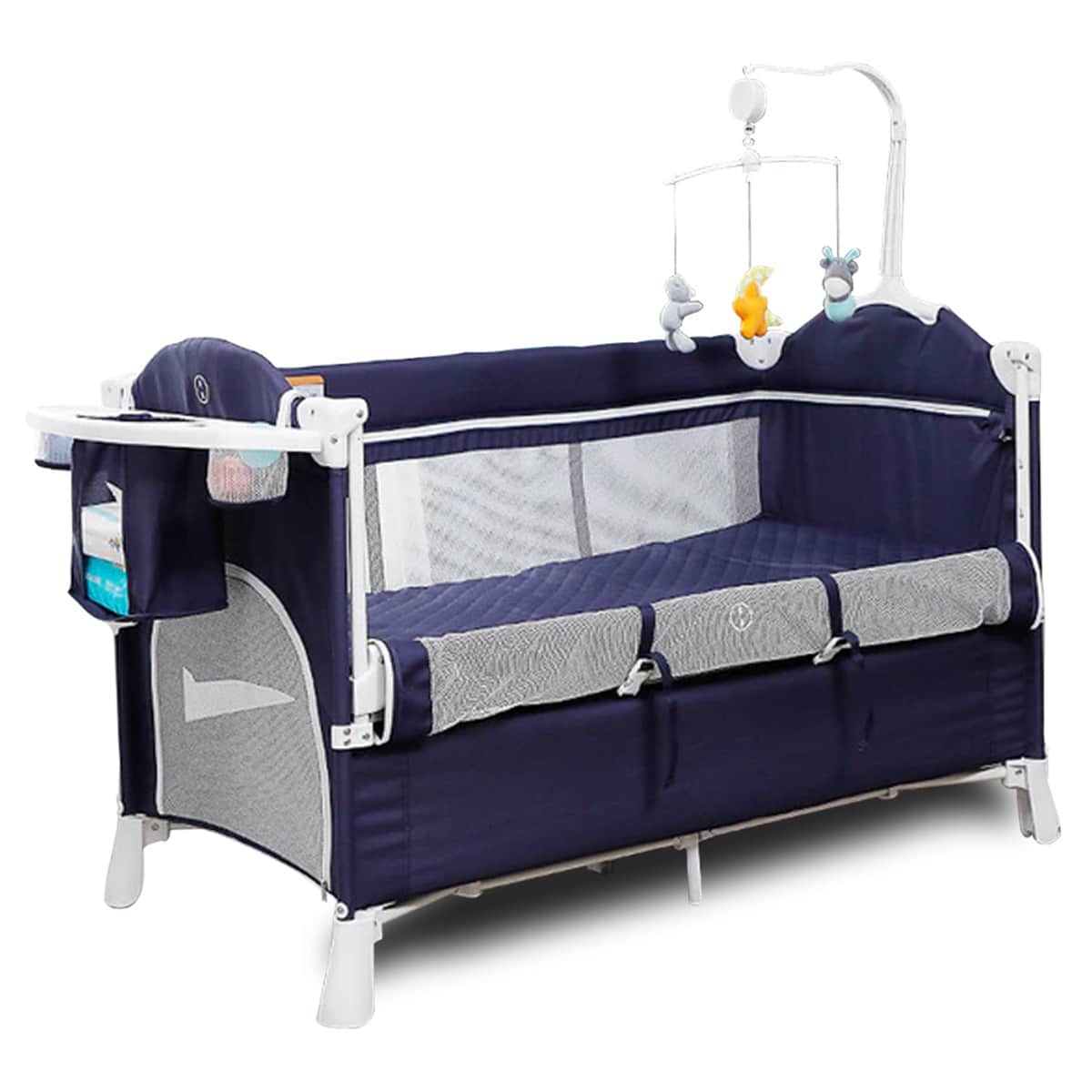 Teknum Blue 4 in 1 Baby Bedside Co Sleeper Bassinet and Playpen with Rocker Toddler, 0-2 Years