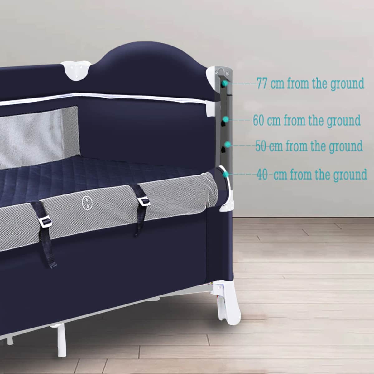 Teknum Blue 4 in 1 Baby Bedside Co Sleeper Bassinet and Playpen with Rocker Toddler, 0-2 Years