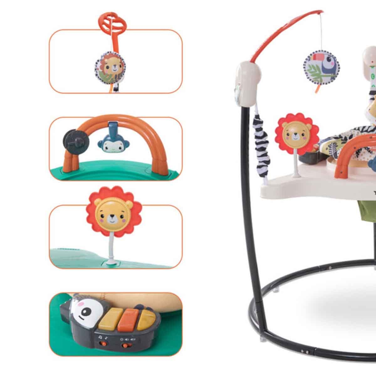 تيكنوم مشاية أطفال مع أنشطة وموسيقى وألعاب باللون الأزرق، 0-2 سنة