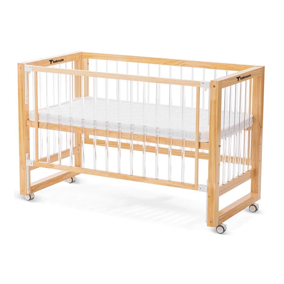 Teknum Brown Prism 4-in-1 Acrylic Convertible Crib with Mattress