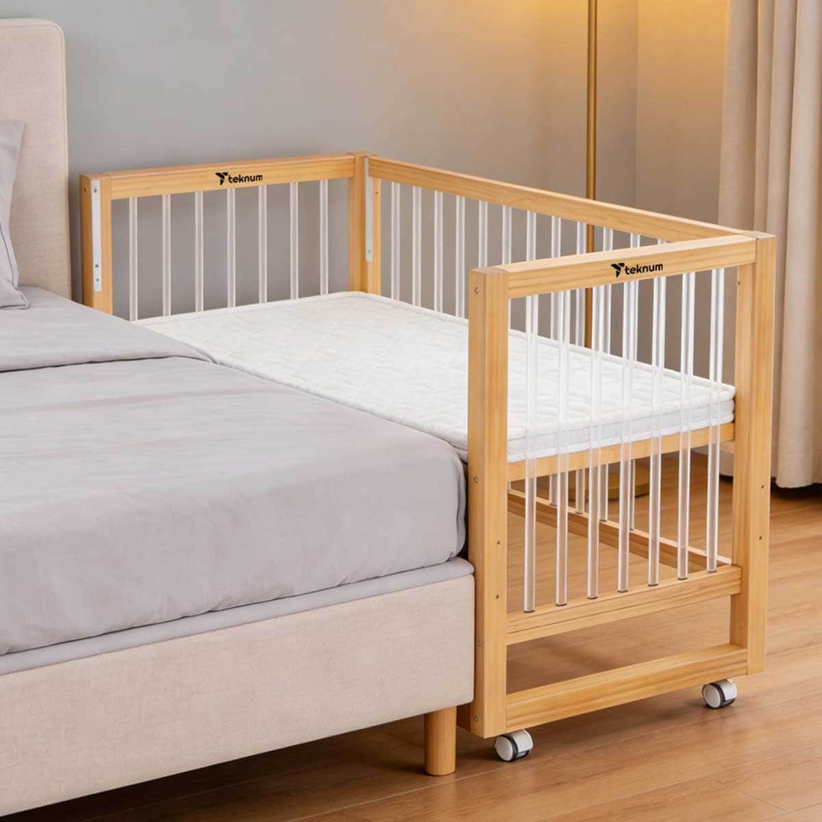 Teknum Brown Prism 4-in-1 Acrylic Convertible Crib with Mattress
