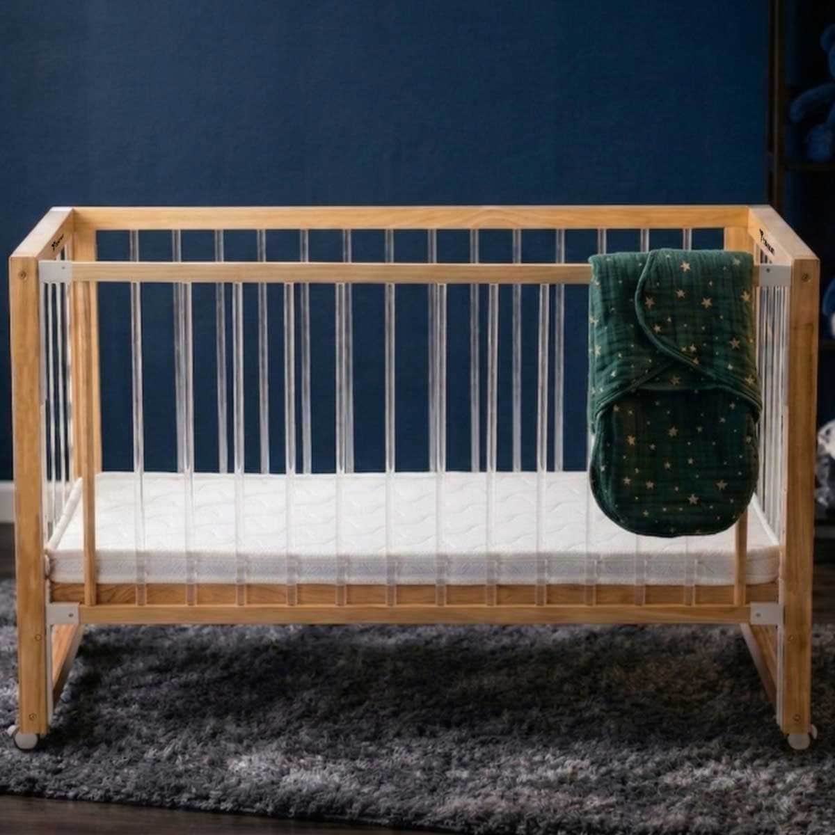 Teknum Brown Prism 4-in-1 Acrylic Convertible Crib with Mattress
